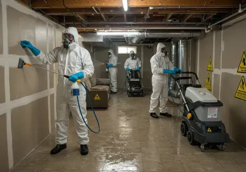 Basement Moisture Removal and Structural Drying process in Bolivia, NC